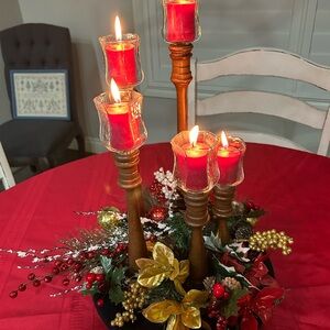 Charles Lester’s candelabra 5 tier graduated wooden candlestick holder.